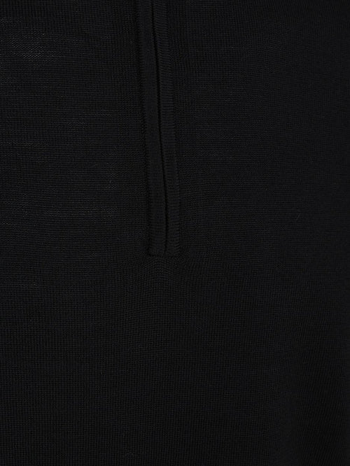 halve rits pullover merinowol zwart