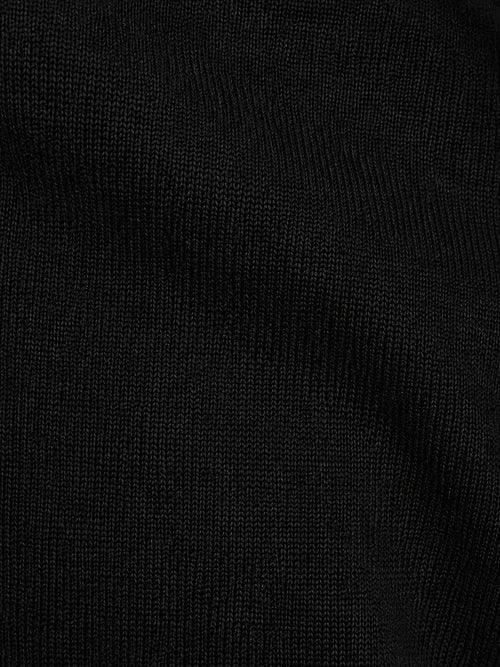 Longsleeve poloshirt merinowol zwart