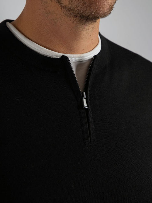 Crew zip merino zwart